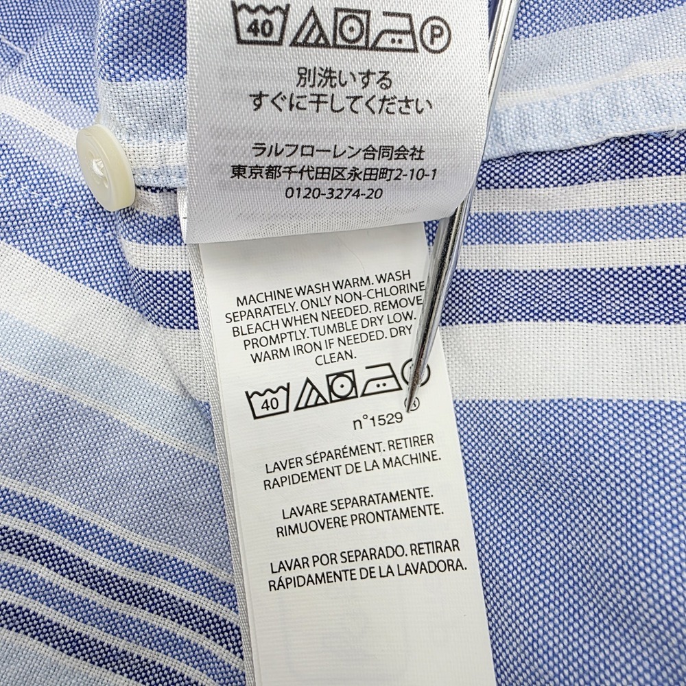 Polo Ralph Lauren Shirt Men's XL Blue Classic Fit Flesh Pony Button Short Sleeve - Picture 9 of 9